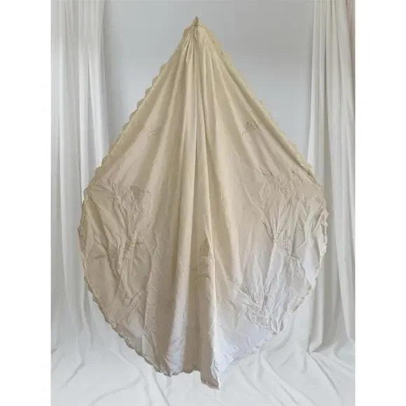 Vintage Wedding Dress Gown Set Veil Cape Headpiece Preserved Keepsake Box - Picture 6 of 16